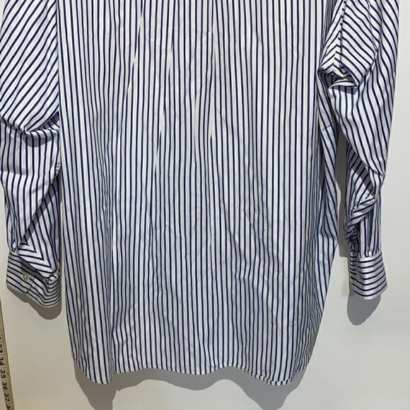 Tommy Hilfiger Men's Button-Down Stripes Long Sleeve Dress Shirt Blue Size 17.5- - Picture 6 of 9